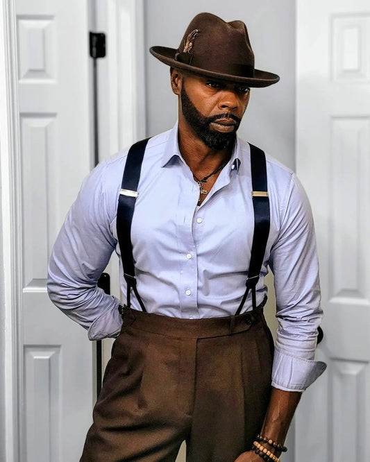 Navy Silk Braided End Suspenders - KK & Jay Supply Co.