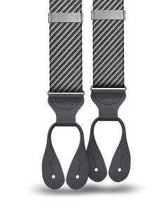 Cliff Rep Stripe Silk Suspenders - Charcoal