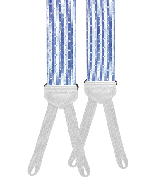 Dalton Polka Dot Silk Braided End Suspenders - Light Blue - KK & Jay Supply Co.