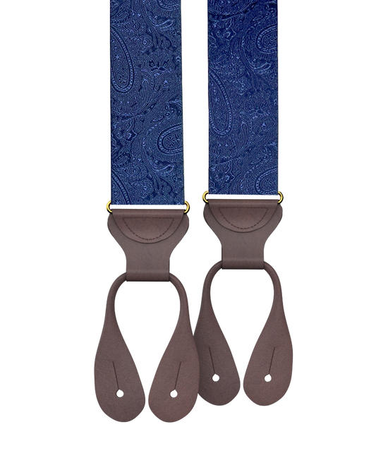 Ellison Paisley Silk Suspenders - Navy - KK & Jay Supply Co.