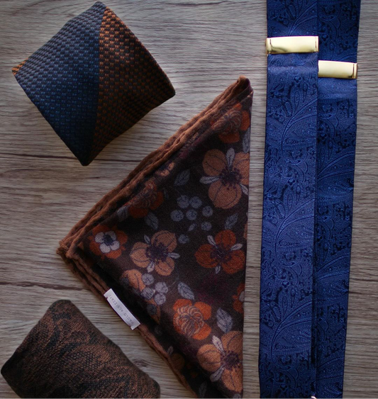 Ellison Paisley Silk Braided End Suspenders - Navy - KK & Jay Supply Co.