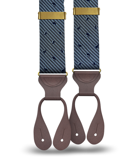 Florence Silk Suspenders - Blue - KK & Jay Supply Co.