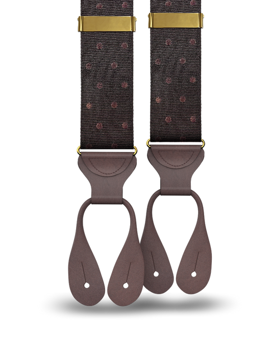 Vintage Hampshire Tonal Dot Suspenders - Brown - KK & Jay Supply Co.