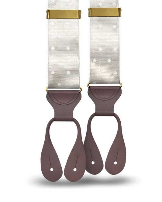 Vintage Hampshire Tonal Dot Suspenders - Ivory - KK & Jay Supply Co.