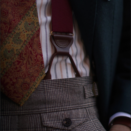 Maroon Silk Suspenders - KK & Jay Supply Co.