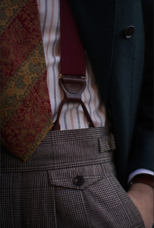 Maroon Silk Suspenders - KK & Jay Supply Co.