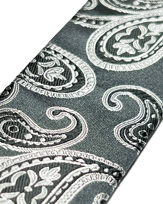 Orloff Grey Silk Paisley Suspenders - KK & Jay Supply Co.