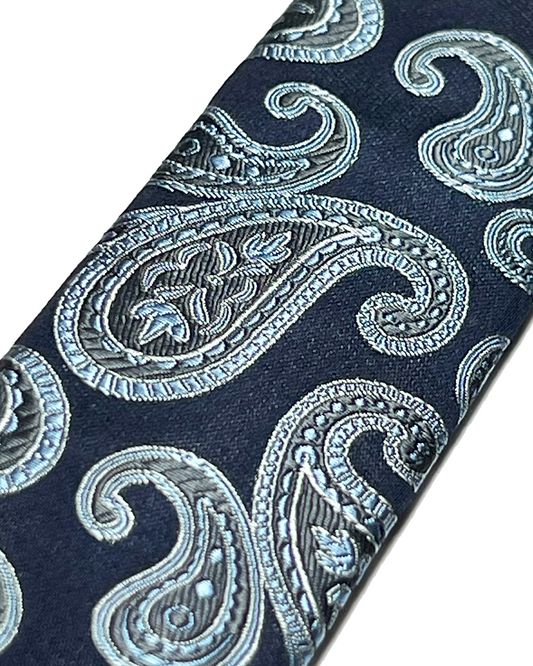 Orloff Navy Silk Paisley Suspenders - KK & Jay Supply Co.