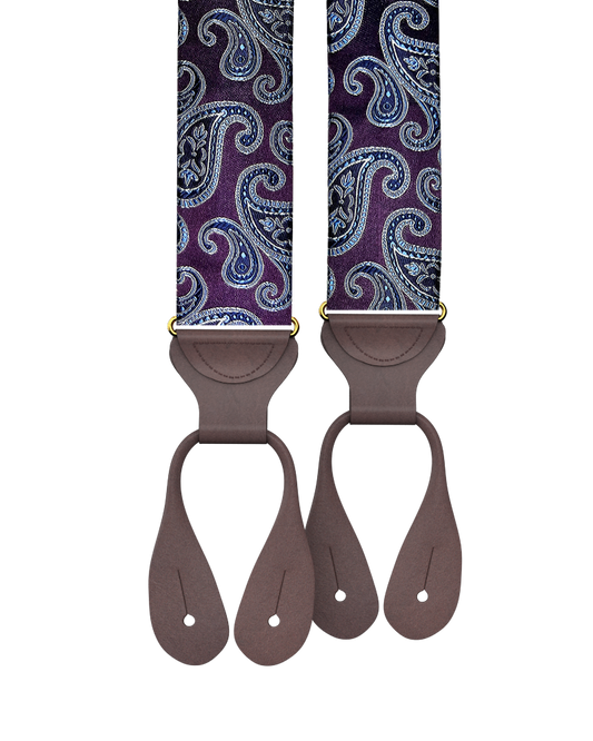 Orloff Puprple Silk Paisley Suspenders - KK & Jay Supply Co.