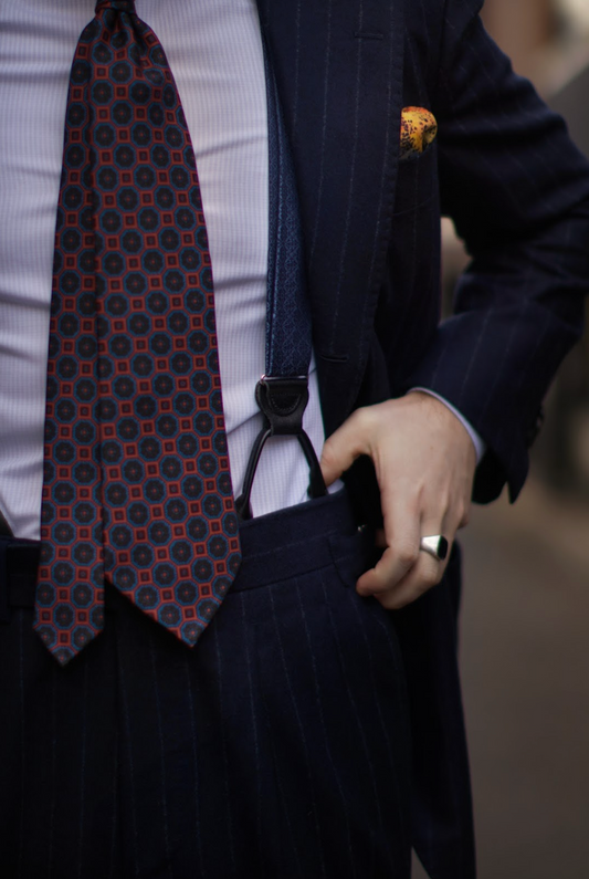 Rosewood Navy Silk Suspenders - KK & Jay Supply Co.