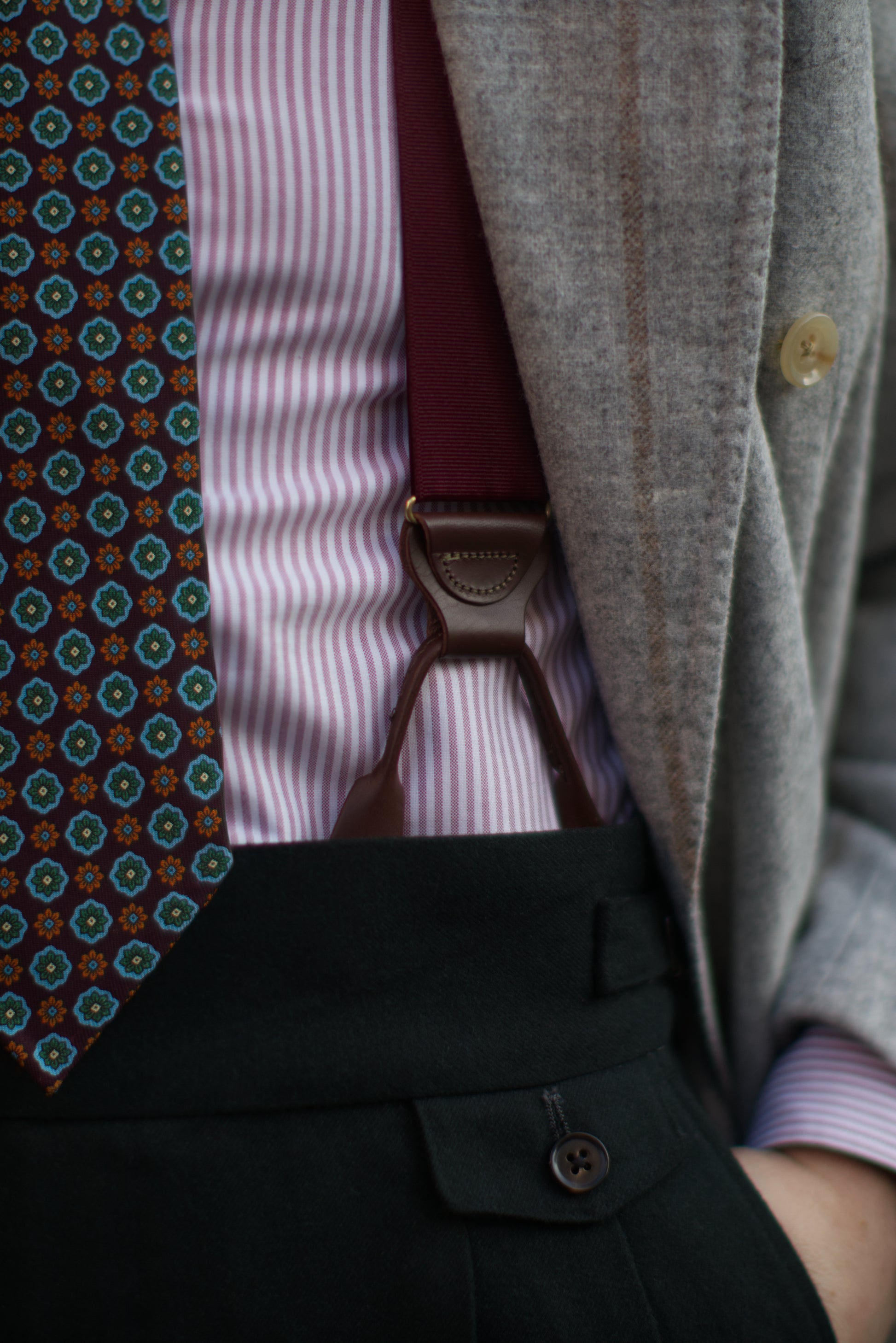 Maroon Silk Suspenders - KK & Jay Supply Co.