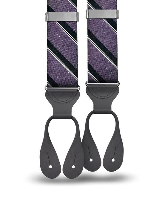 Tudor Stripe Silk Suspenders - Purple - KK & Jay Supply Co.