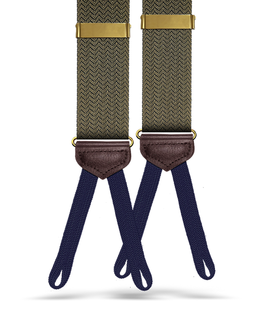 Vintage Webb Herringbone Suspenders - Gold - KK & Jay Supply Co.