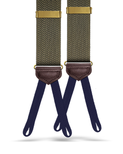 Vintage Webb Herringbone Suspenders - Gold