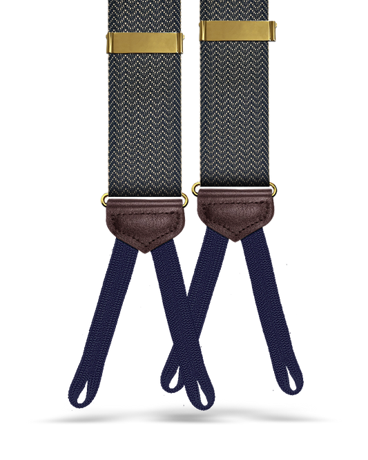 Vintage Webb Herringbone Suspenders - Navy - KK & Jay Supply Co.