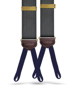 Vintage Webb Herringbone Suspenders - Navy