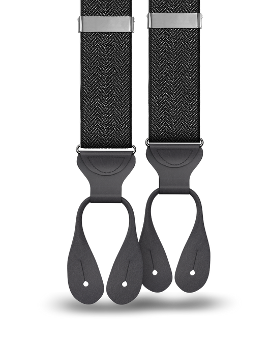 Amsterdam Herringbone Black Suspenders - KK & Jay Supply Co.