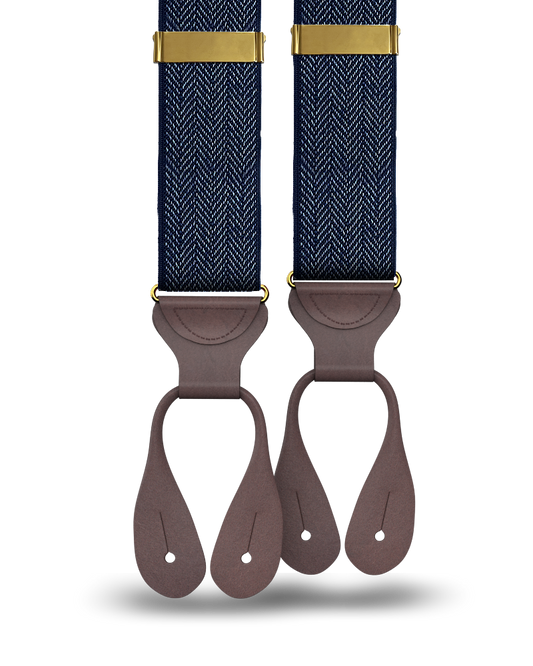 Amsterdam Herringbone Navy Suspenders - KK & Jay Supply Co.