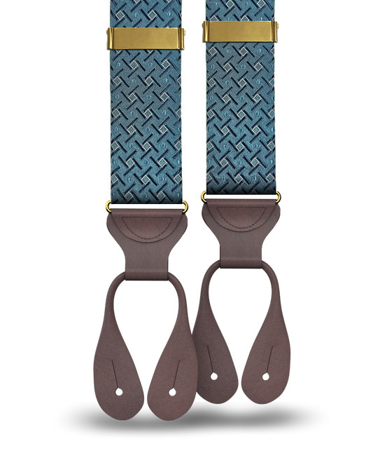 Cadman Teal Silk Suspenders - KK & Jay Supply Co.