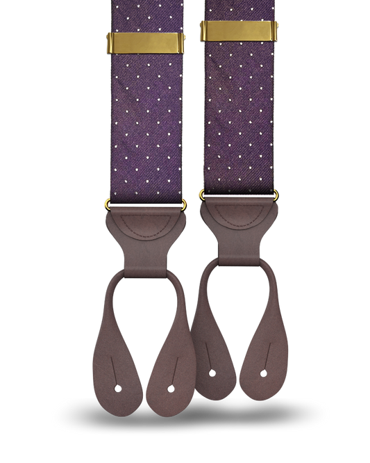Cedar Dot Plum Silk Suspenders - KK & Jay Supply Co.