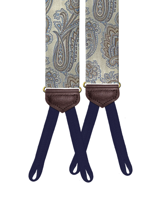 Limited Edition<br>Chelsea Pewter Paisley Silk Suspenders - KK & Jay Supply Co.