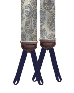 Limited Edition<br>Chelsea Pewter Paisley Silk Suspenders - KK & Jay Supply Co.