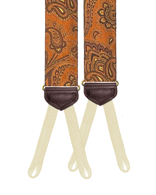Limited Edition<br>Chelsea Sienna Paisley Silk Suspenders - KK & Jay Supply Co.