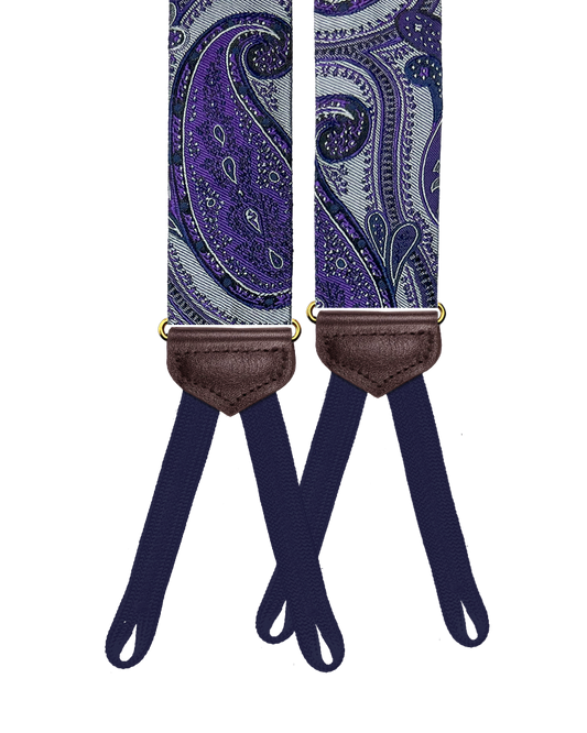 Limited Edition<br>Corlear Purple Paisley Silk Suspenders - KK & Jay Supply Co.