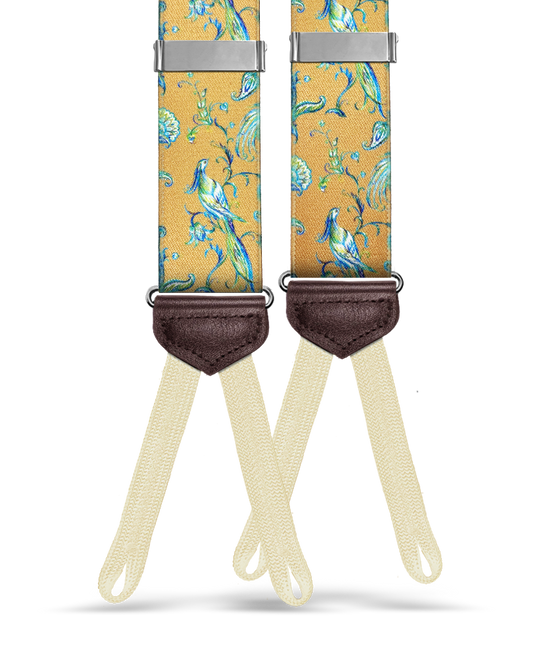 Cristasus Peacock Suspenders - Gold - KK & Jay Supply Co.