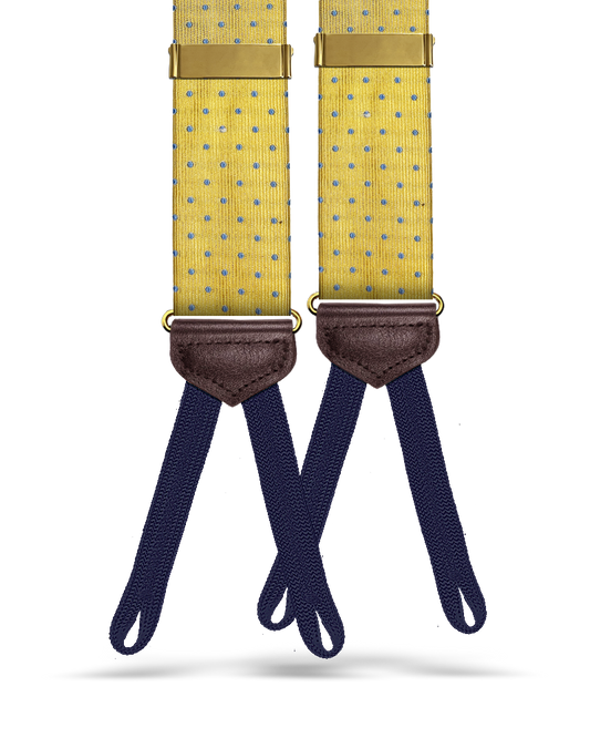 Dalton Polka Dot Silk Suspenders - Yellow - KK & Jay Supply Co.