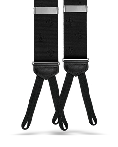 Limited Edition<br>Vintage Deveaux Fleur-de-lis Suspenders - Black