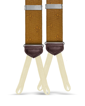 Limited Edition<br>Vintage Deveaux Fleur-de-lis Camel Suspenders - KK & Jay Supply Co.
