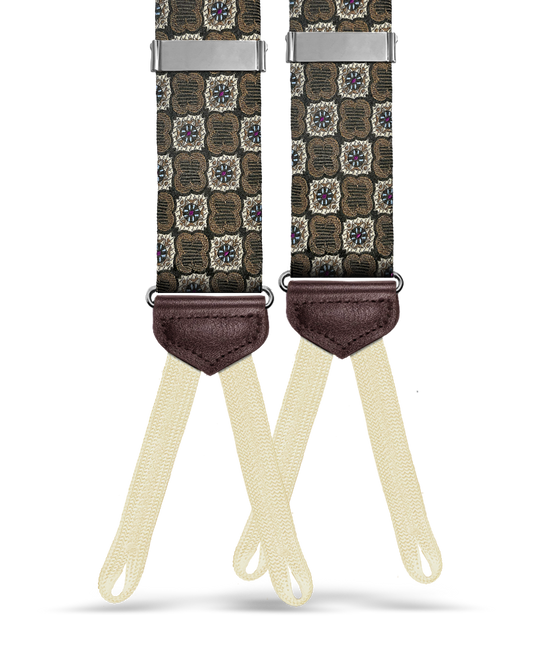 Dorchester Brown Silk Suspenders - KK & Jay Supply Co.