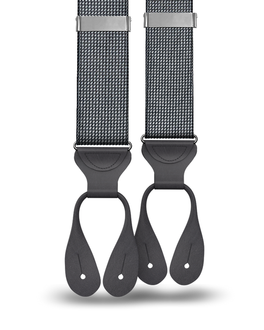 Fowler Puppytooth Silk Suspenders - Black - KK & Jay Supply Co.