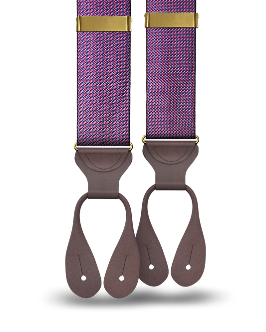 Fowler Puppytooth Silk Suspenders - Red - KK & Jay Supply Co.