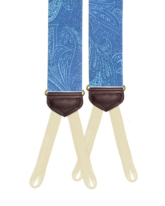 Limited Edition<br>Hillcrest Paisley Silk Suspenders - Blue - KK & Jay Supply Co.