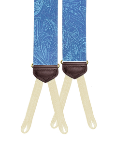 Hillcrest Paisley Silk Suspenders - Blue