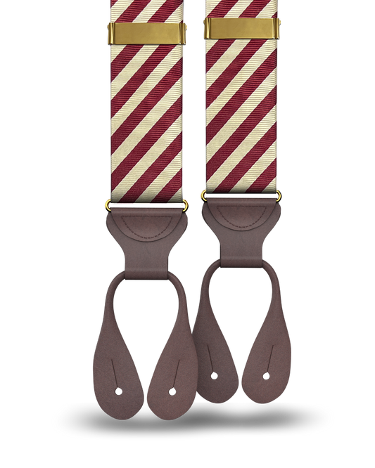 Limited Edition<br>Hudson Stripe Maroon/Ivory Suspenders - KK & Jay Supply Co.