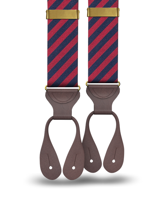 Limited Edition<br>Hudson Stripe Navy/Red Suspenders - KK & Jay Supply Co.