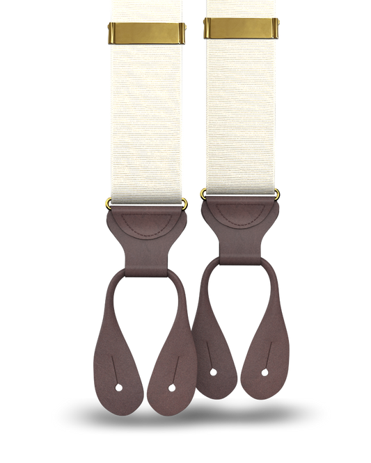 Ivory Grosgrain Suspenders - KK & Jay Supply Co.