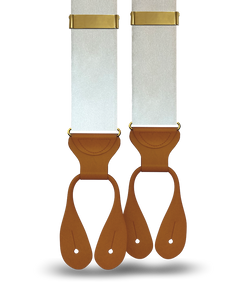Satin Silk Suspenders w/ Tan Ends - Ivory