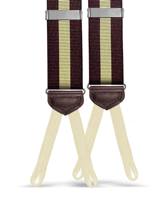 Jibril Stripe Suspenders - Maroon/Ivory - KK & Jay Supply Co.