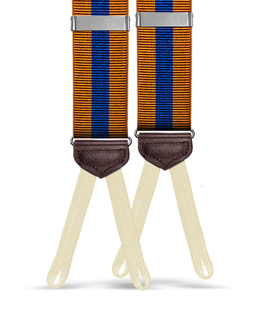 Jibril Stripe Suspenders - Tan/Navy - KK & Jay Supply Co.