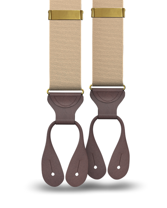 Khaki Grosgrain Suspenders - KK & Jay Supply Co.