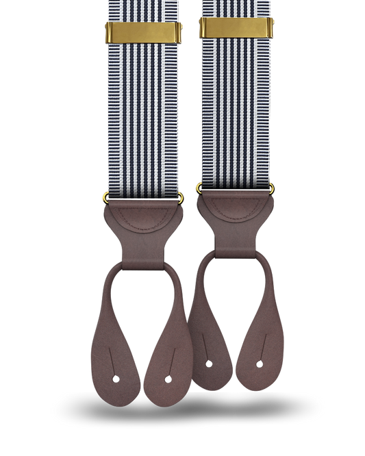 Kingsbridge Navy Stripe Suspenders - KK & Jay Supply Co.
