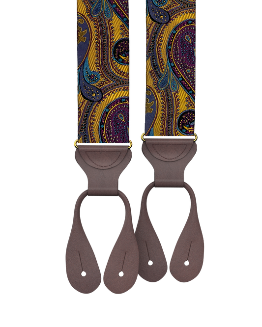 Monarch Gold Paisley Silk Suspenders - KK & Jay Supply Co.