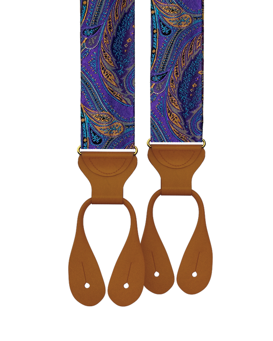 Monarch Purple Paisley Silk Suspenders - KK & Jay Supply Co.
