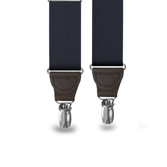 Navy Silk Clip-on Suspenders - KK & Jay Supply Co.