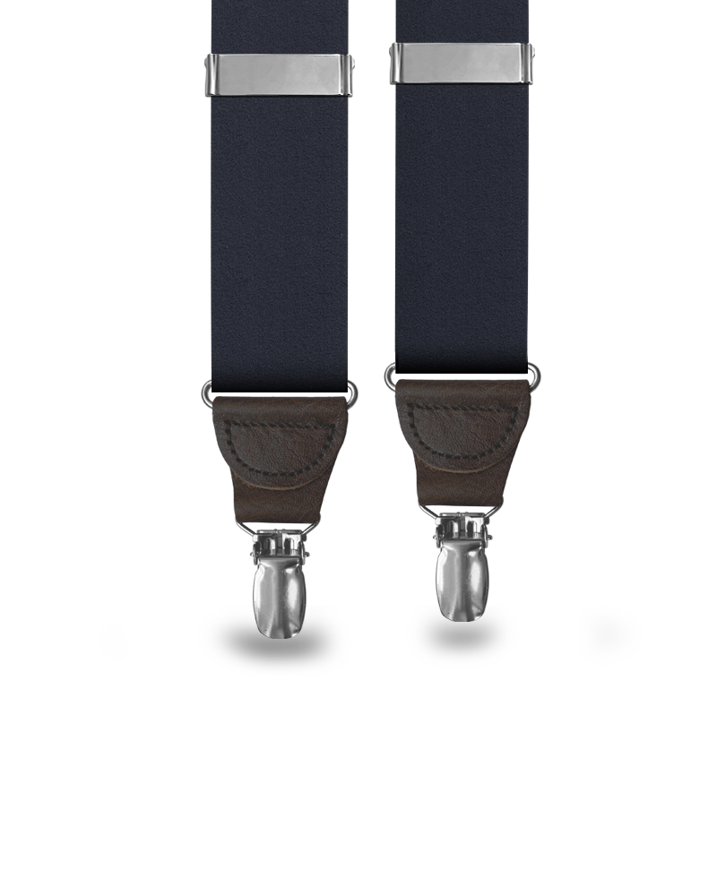 Navy Silk Clip-on Suspenders - KK & Jay Supply Co.