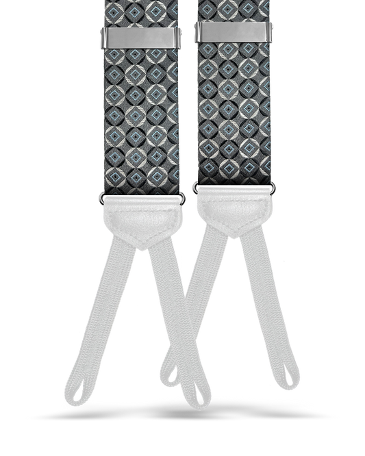 Neptune Silver Silk Suspenders - KK & Jay Supply Co.
